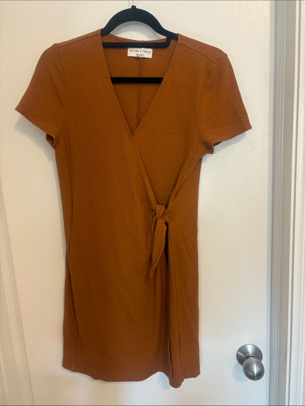 Madewell Rust Brown Short Sleeve Wrap Mini Dress